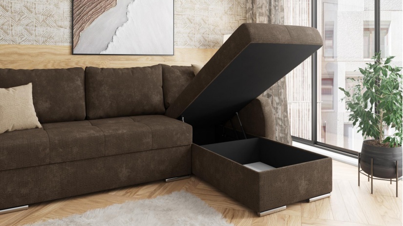 Ъглов диван Генуа с посока кафяв - изглед 4 - МебелМаг Ъглов диван Генуа с посока кафяв - изглед 4