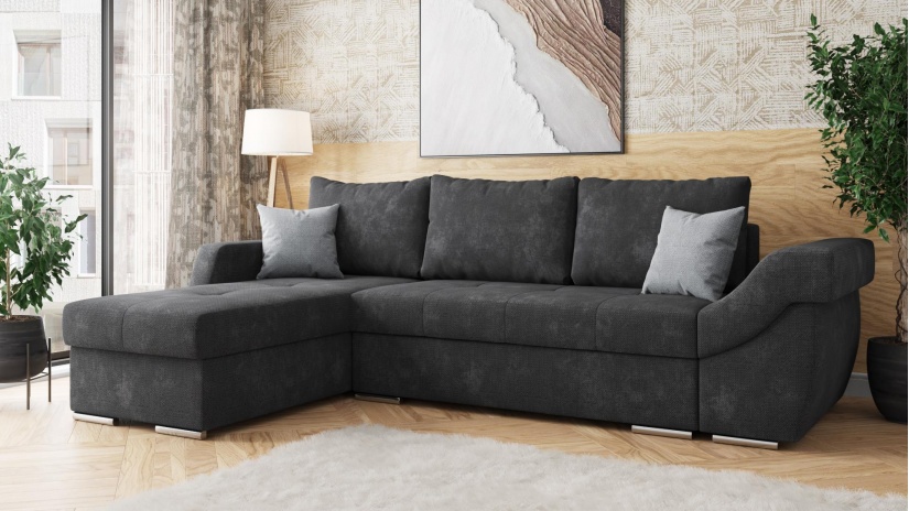 Ъглов диван Генуа с посока графит - изглед 1 - МебелМаг Ъглов диван Генуа с посока графит - изглед 1