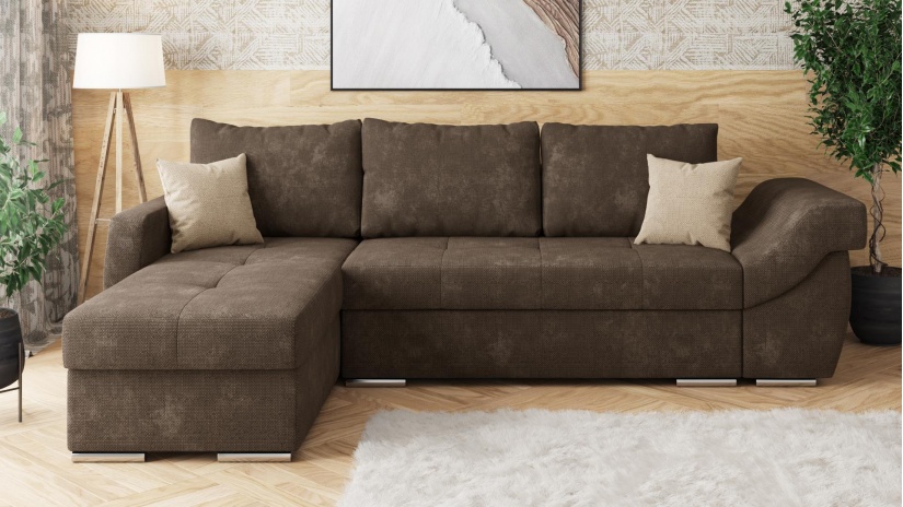 Ъглов диван Генуа с посока кафяв - изглед 2 - МебелМаг Ъглов диван Генуа с посока кафяв - изглед 2