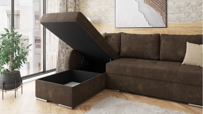 Ъглов диван Генуа с посока кафяв - изглед 4 - МебелМаг Ъглов диван Генуа с посока кафяв - изглед 4