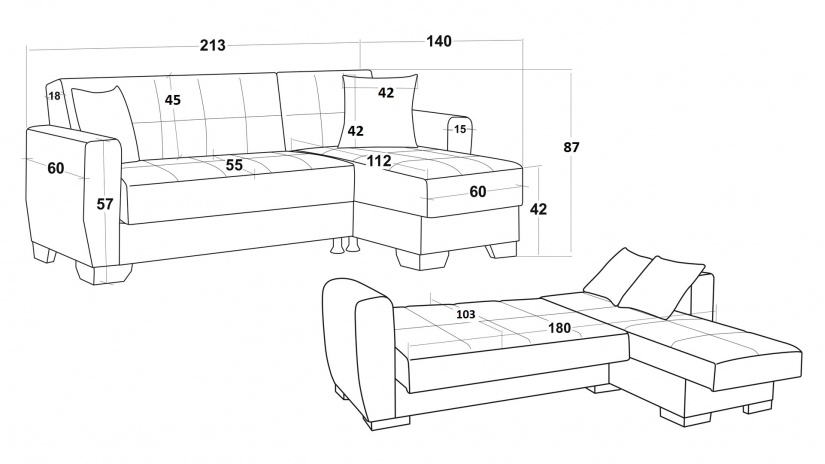 Ъглов диван Лагос универсален ъгъл сив - изглед 9 - МебелМаг Ъглов диван Лагос универсален ъгъл сив - изглед 9