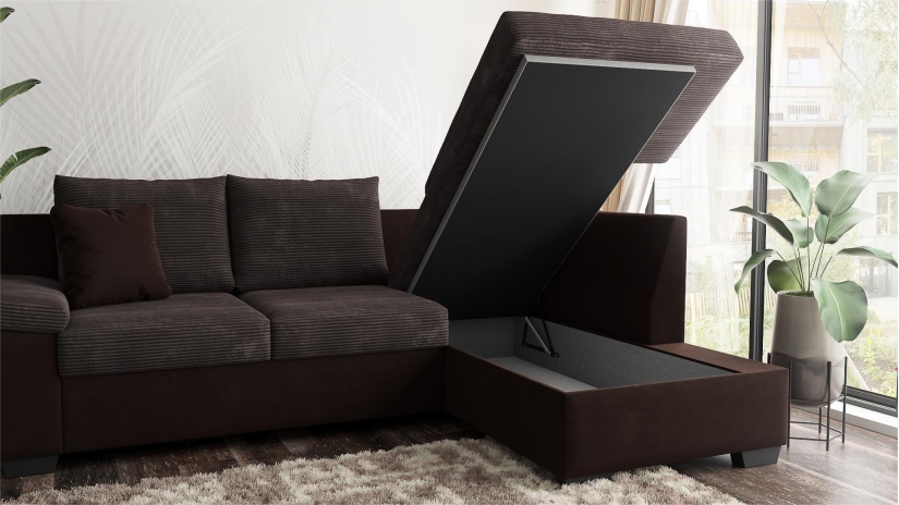 Ъглов диван Мери с посока кафяв - изглед 3 - МебелМаг Ъглов диван Мери с посока кафяв - изглед 3