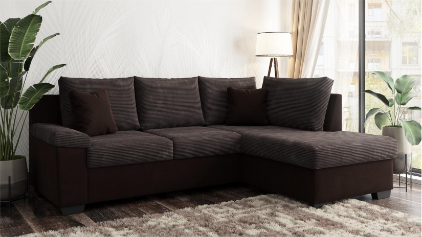 Ъглов диван Мери с посока кафяв - изглед 1 - МебелМаг Ъглов диван Мери с посока кафяв - изглед 1