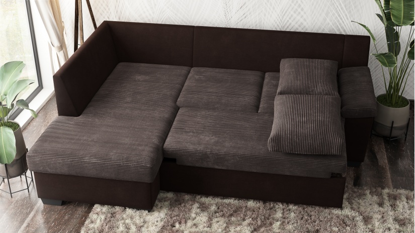 Ъглов диван Мери с посока кафяв - изглед 4 - МебелМаг Ъглов диван Мери с посока кафяв - изглед 4