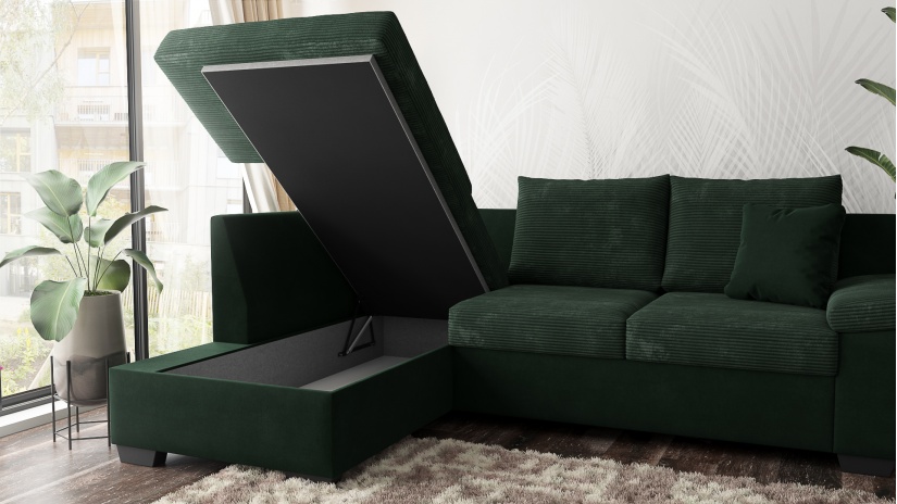 Ъглов диван Мери с посока зелен - изглед 3