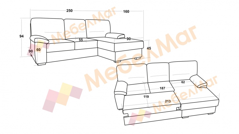 Ъглов диван Миранда с посока кафяв - изглед 3 - МебелМаг Ъглов диван Миранда с посока кафяв - изглед 3