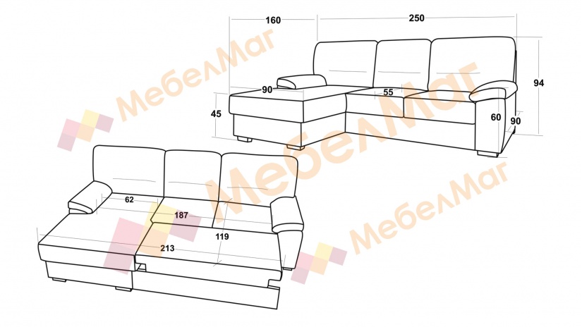 Ъглов диван Миранда с посока кафяв - изглед 3 - МебелМаг Ъглов диван Миранда с посока кафяв - изглед 3