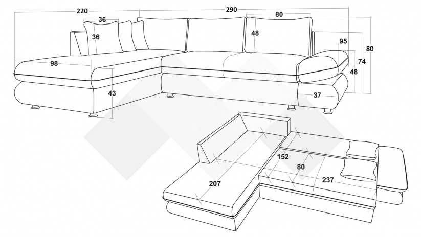 Ъглов диван Монтело с посока сив - изглед 5 - МебелМаг Ъглов диван Монтело с посока сив - изглед 5