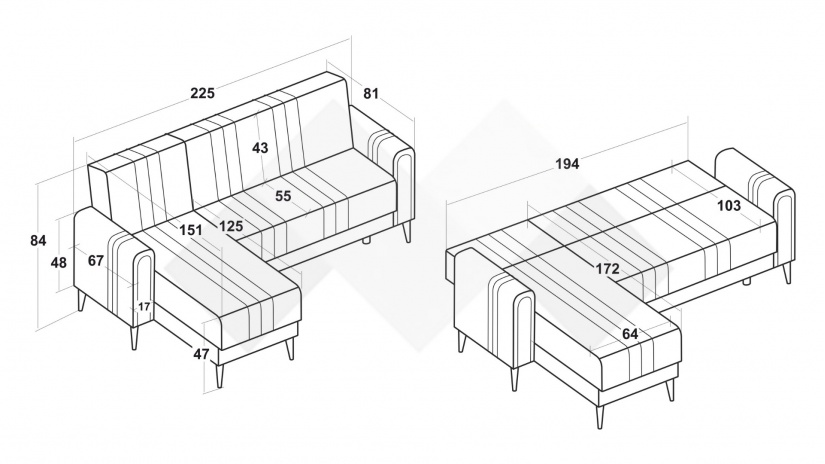 Ъглов диван Омега универсален ъгъл сив - изглед 12 - МебелМаг Ъглов диван Омега универсален ъгъл сив - изглед 12