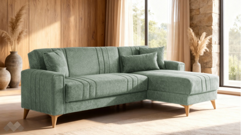 Ъглов диван Омега универсален ъгъл зелен - изглед 1 - МебелМаг Ъглов диван Омега универсален ъгъл зелен - изглед 1