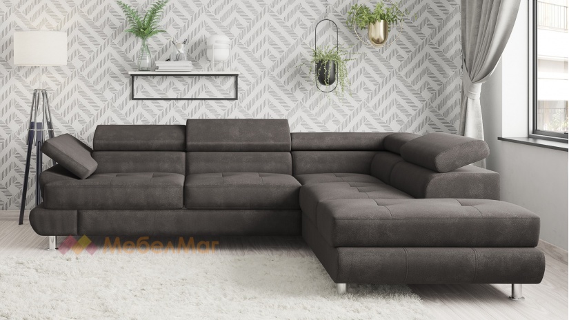 Ъглов диван Падуа с посока кафяв - изглед 2