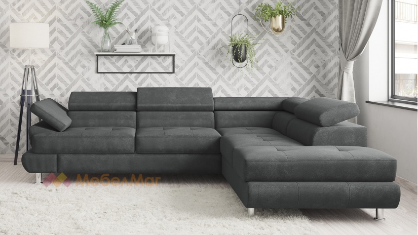 Ъглов диван Падуа с посока сив - изглед 2 - МебелМаг Ъглов диван Падуа с посока сив - изглед 2