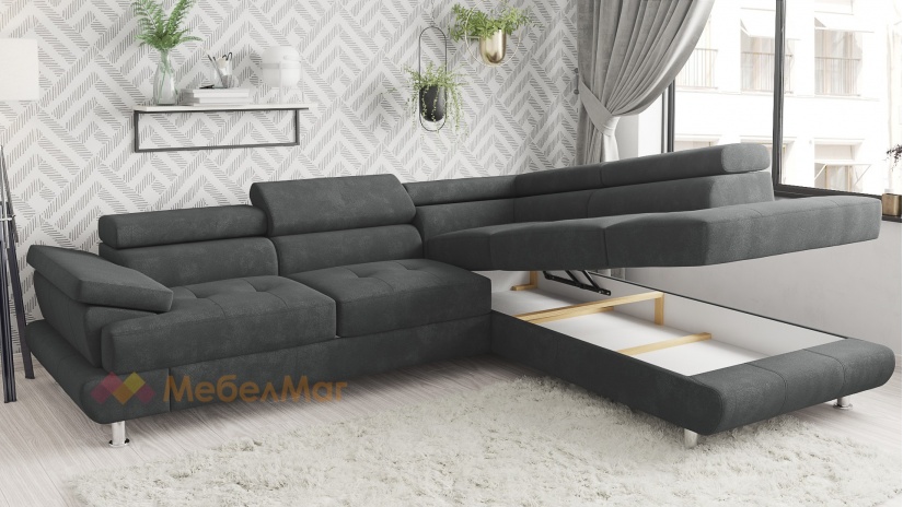 Ъглов диван Падуа с посока сив - изглед 3 - МебелМаг Ъглов диван Падуа с посока сив - изглед 3