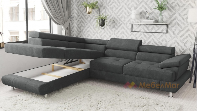 Ъглов диван Падуа с посока сив - изглед 3 - МебелМаг Ъглов диван Падуа с посока сив - изглед 3