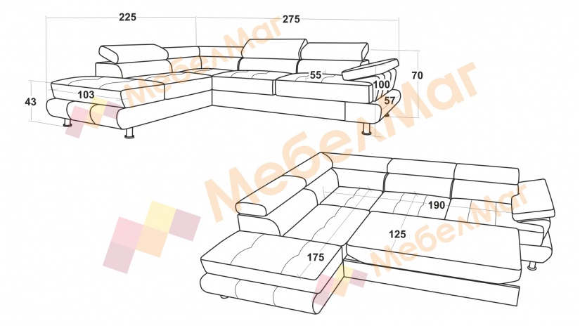 Ъглов диван Падуа с посока сив - изглед 5 - МебелМаг Ъглов диван Падуа с посока сив - изглед 5