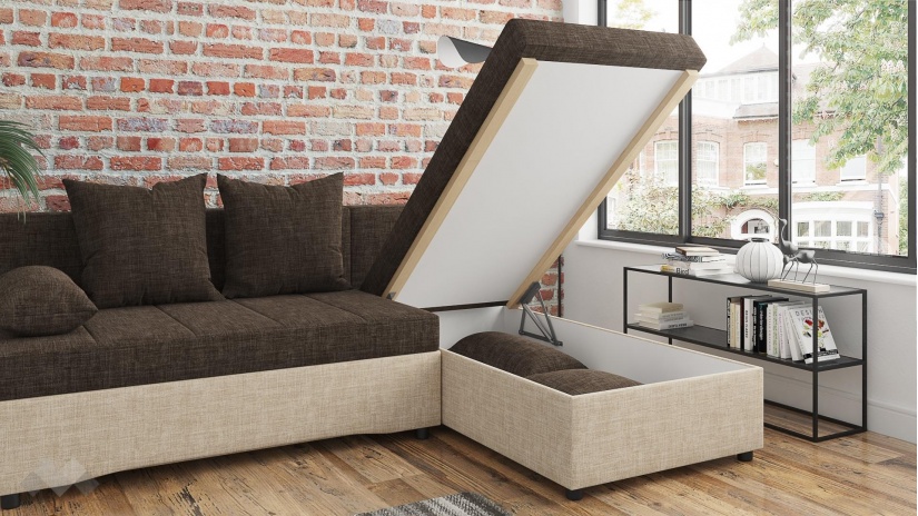 Ъглов диван Селин кафяв със светло кафяво - изглед 5 - МебелМаг Ъглов диван Селин кафяв със светло кафяво - изглед 5