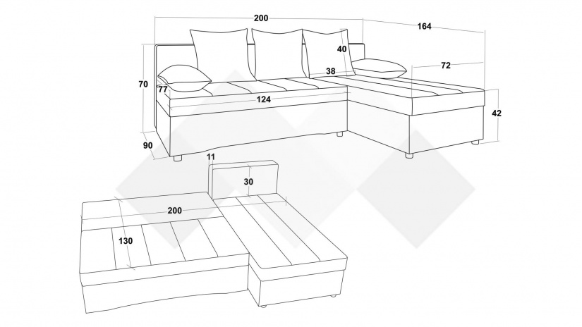 Ъглов диван Селин кафяв със светло кафяво - изглед 11 - МебелМаг Ъглов диван Селин кафяв със светло кафяво - изглед 11
