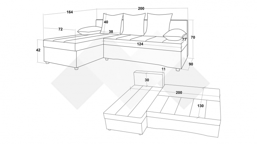 Ъглов диван Селин кафяв със светло кафяво - изглед 12 - МебелМаг Ъглов диван Селин кафяв със светло кафяво - изглед 12