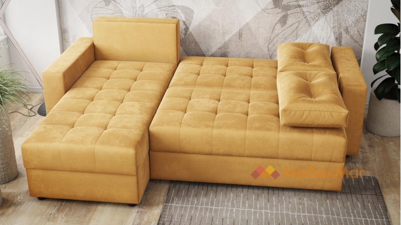 Ъглов диван Сингъл с посока горчица - изглед 4 - МебелМаг Ъглов диван Сингъл с посока горчица - изглед 4