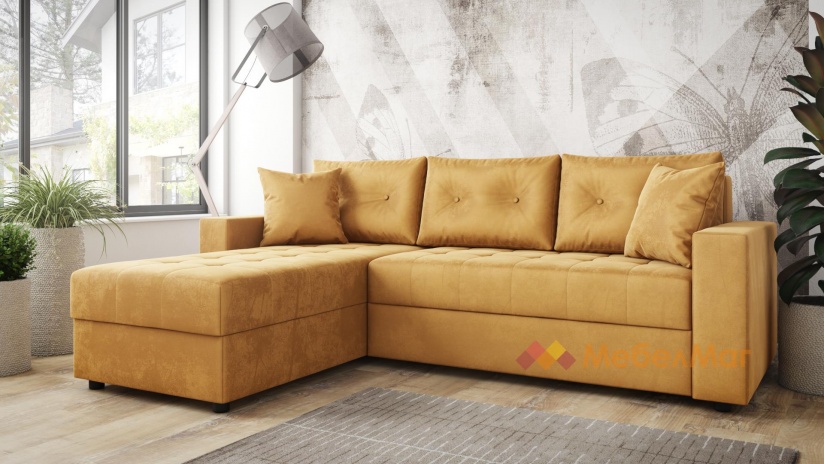Ъглов диван Сингъл с посока горчица - изглед 1 - МебелМаг Ъглов диван Сингъл с посока горчица - изглед 1