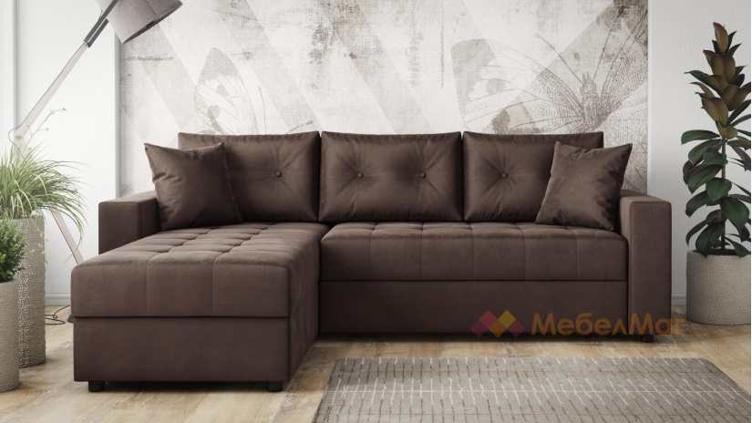 Ъглов диван Сингъл с посока кафяв - изглед 2 - МебелМаг Ъглов диван Сингъл с посока кафяв - изглед 2