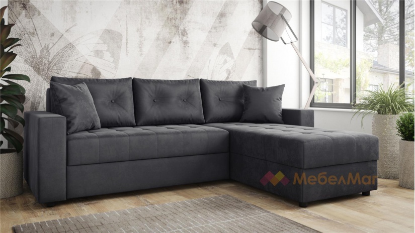 Ъглов диван Сингъл с посока сив - изглед 1 - МебелМаг Ъглов диван Сингъл с посока сив - изглед 1