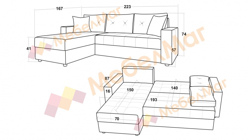Ъглов диван Сингъл с посока кафяв - изглед 5 - МебелМаг Ъглов диван Сингъл с посока кафяв - изглед 5