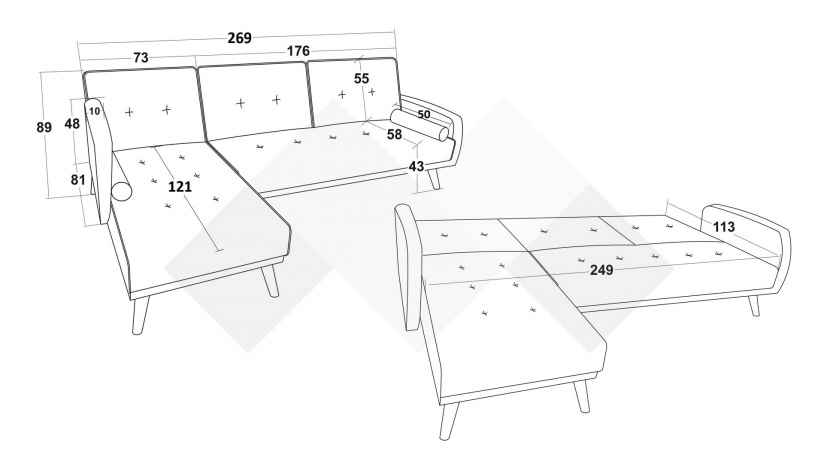 Ъглов диван Фин универсален ъгъл тъмно сив - изглед 14 - МебелМаг Ъглов диван Фин универсален ъгъл тъмно сив - изглед 14