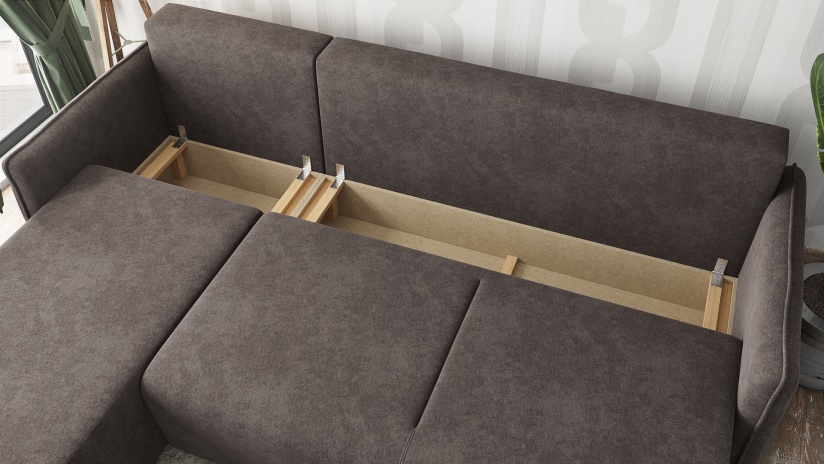 Ъглов диван Венто универсален ъгъл кафяв - изглед 3