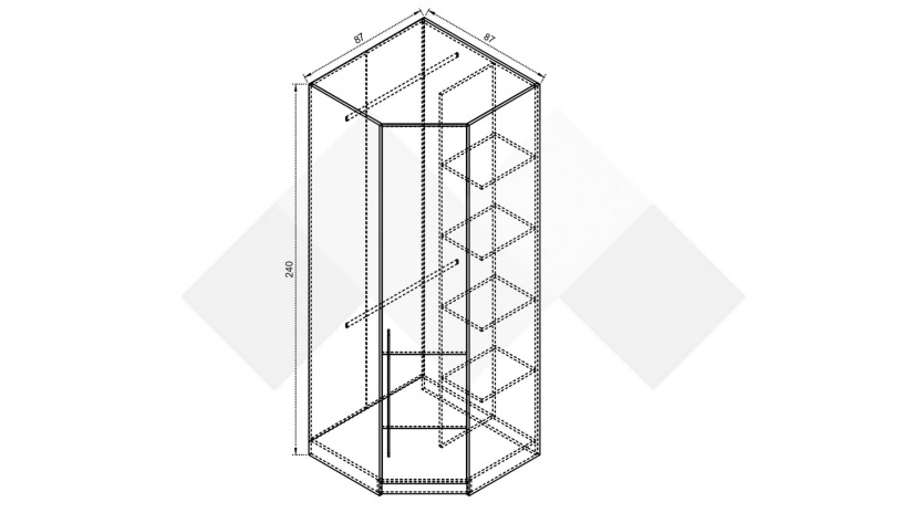 Гардероб Комо ъглови дъб ърбан ойстър с бяло - изглед 2 - МебелМаг Гардероб Комо ъглови дъб ърбан ойстър с бяло - изглед 2