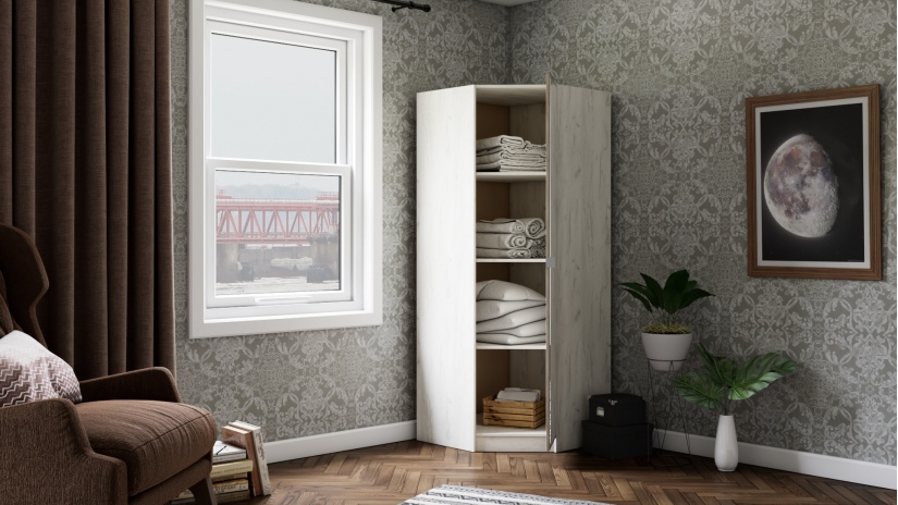 Гардероб Адам ъглови дъб крафт бял с дъб крафт сив - изглед 2