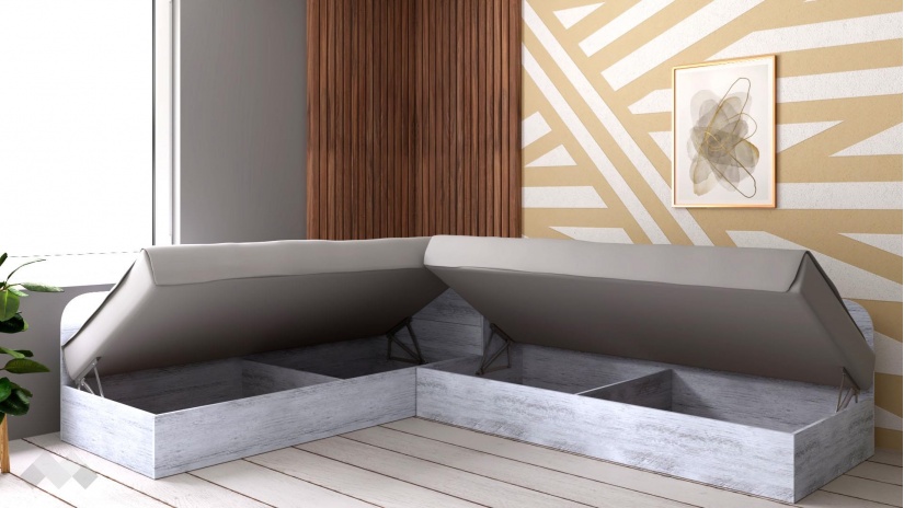 Ъглови легла 82/190 №1 с включени матраци Бонел 82/190 дъб антик - изглед 2 - МебелМаг Ъглови легла 82/190 №1 с включени матраци Бонел 82/190 дъб антик - изглед 2