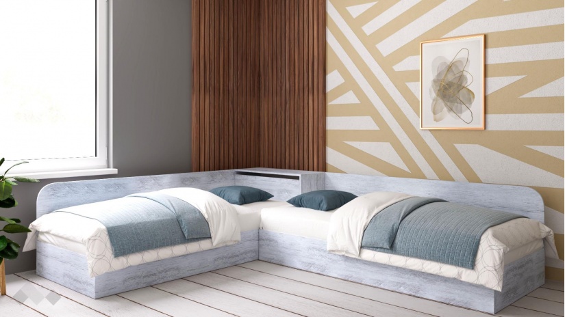 Ъглови легла 82/190 №1 с включени матраци Бонел 82/190 дъб антик - изглед 1 - МебелМаг Ъглови легла 82/190 №1 с включени матраци Бонел 82/190 дъб антик - изглед 1