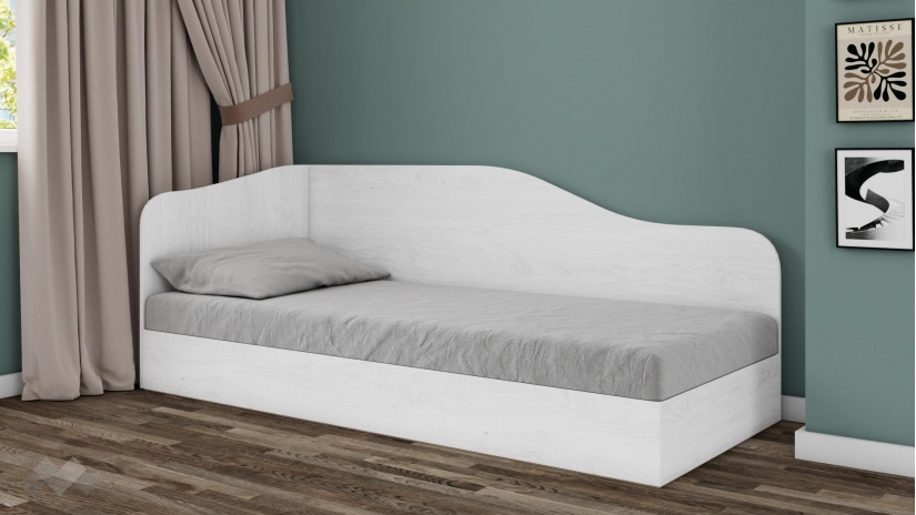 Ъглово легло 82/190 Арго с включен матрак Бонел 82/190 бял фладер - изглед 1 - МебелМаг Ъглово легло 82/190 Арго с включен матрак Бонел 82/190 бял фладер - изглед 1