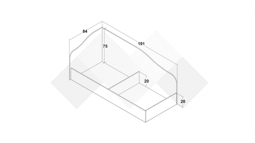Ъглово легло 82/190 Арго с включен матрак Бонел 82/190 дъб сонома - изглед 3 - МебелМаг Ъглово легло 82/190 Арго с включен матрак Бонел 82/190 дъб сонома - изглед 3