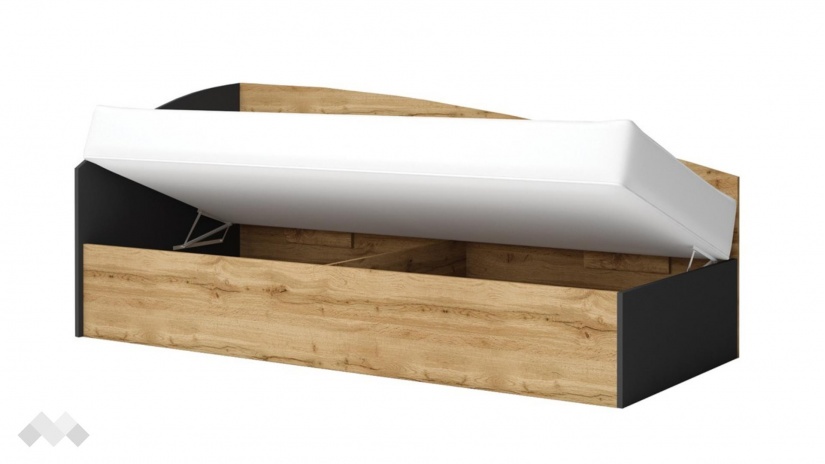 Ъглово легло 82/190 Борей с включен матрак Бонел 82/190 дъб вотан светъл с антрацит - изглед 2 - МебелМаг Ъглово легло 82/190 Борей с включен матрак Бонел 82/190 дъб вотан светъл с антрацит - изглед 2