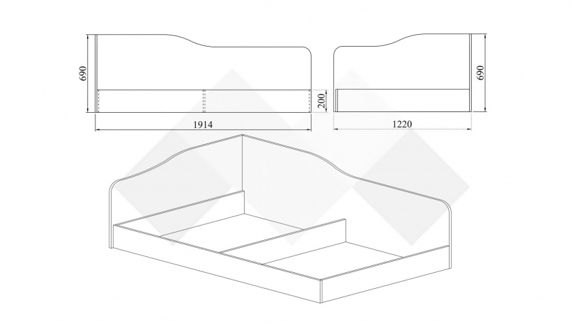 Ъглово легло 120/190 Тексас с включен матрак Бонел 120/190 мока с лате - изглед 4 - МебелМаг Ъглово легло 120/190 Тексас с включен матрак Бонел 120/190 мока с лате - изглед 4