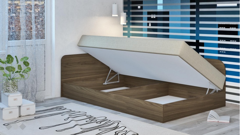 Ъглово легло 120/190 Тексас с включен матрак Бонел 120/190 орех адмирал - изглед 2 - МебелМаг Ъглово легло 120/190 Тексас с включен матрак Бонел 120/190 орех адмирал - изглед 2