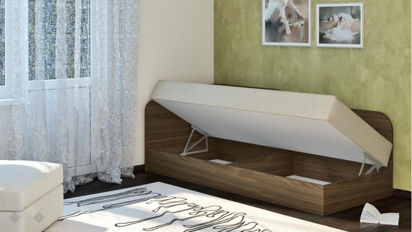 Ъглово легло 82/190 Тексас орех адмирал - изглед 2 - МебелМаг Ъглово легло 82/190 Тексас орех адмирал - изглед 2