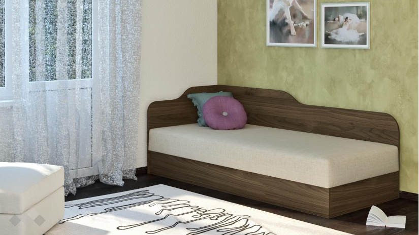 Ъглово легло 82/190 Тексас орех адмирал - изглед 1 - МебелМаг Ъглово легло 82/190 Тексас орех адмирал - изглед 1