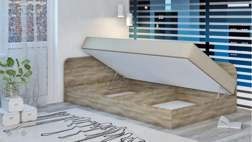 Ъглово легло 120/190 Тексас с включен матрак Бонел 120/190 тъмна сонома - изглед 2 - МебелМаг Ъглово легло 120/190 Тексас с включен матрак Бонел 120/190 тъмна сонома - изглед 2