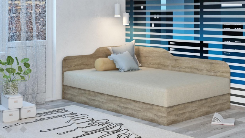 Ъглово легло 120/190 Тексас с включен матрак Бонел 120/190 тъмна сонома - изглед 1 - МебелМаг Ъглово легло 120/190 Тексас с включен матрак Бонел 120/190 тъмна сонома - изглед 1