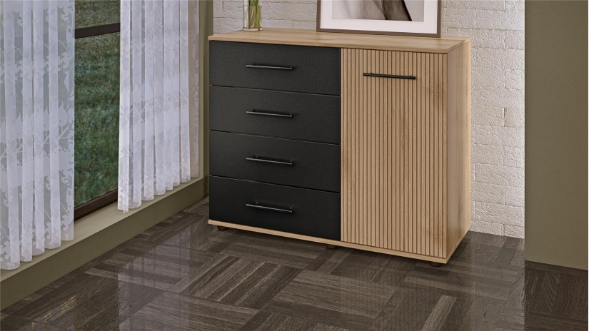 Детски спален комплект Ламела Л2 дъб канела с дъб ламела и черно шагре - изглед 5 - МебелМаг Детски спален комплект Ламела Л2 дъб канела с дъб ламела и черно шагре - изглед 5