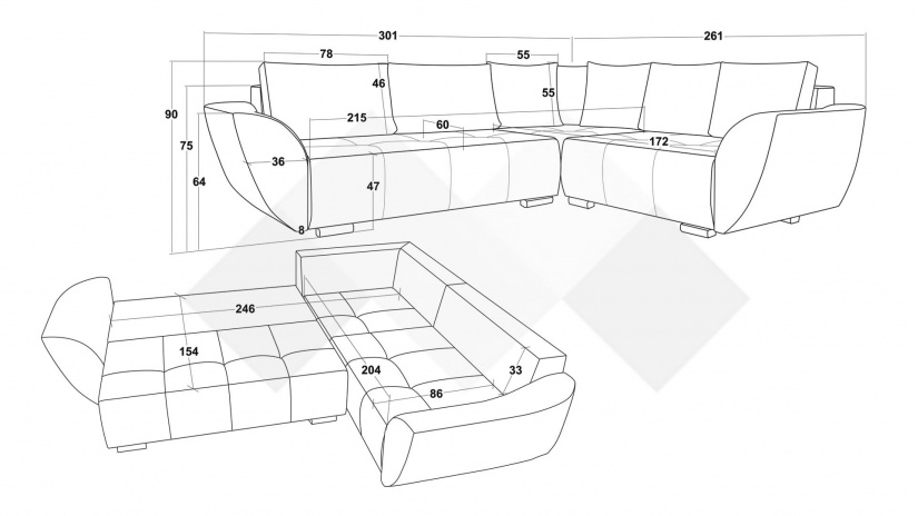 Ъглов диван Сиера с посока кафяв - изглед 5