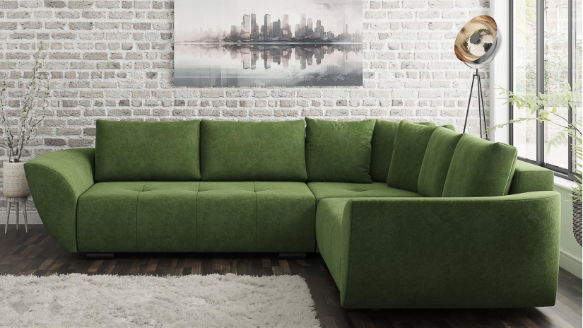 Ъглов диван Сиера с посока зелен - изглед 2 - МебелМаг Ъглов диван Сиера с посока зелен - изглед 2