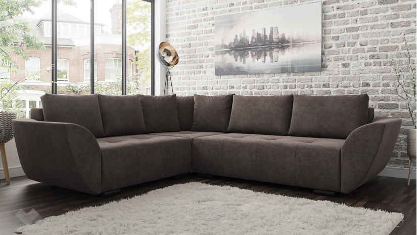 Ъглов диван Сиера с посока кафяв - изглед 1