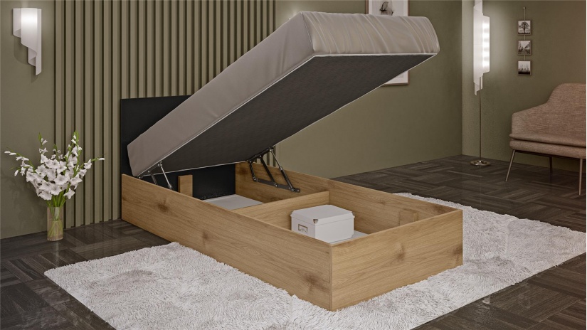 Детски спален комплект Ламела Л2 дъб канела с дъб ламела и черно шагре - изглед 4 - МебелМаг Детски спален комплект Ламела Л2 дъб канела с дъб ламела и черно шагре - изглед 4