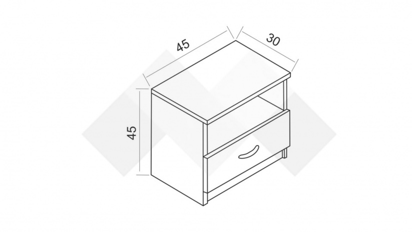 Нощен шкаф Малена светъл вотан с антрацит - изглед 2 - МебелМаг Нощен шкаф Малена светъл вотан с антрацит - изглед 2