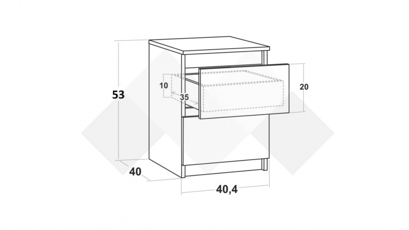 Нощен шкаф Никола бял с антрацит - изглед 4